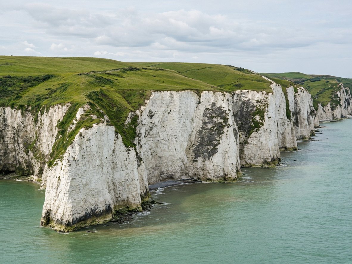 The Seven Sisters chalk cliffs on the East Sussex coast.